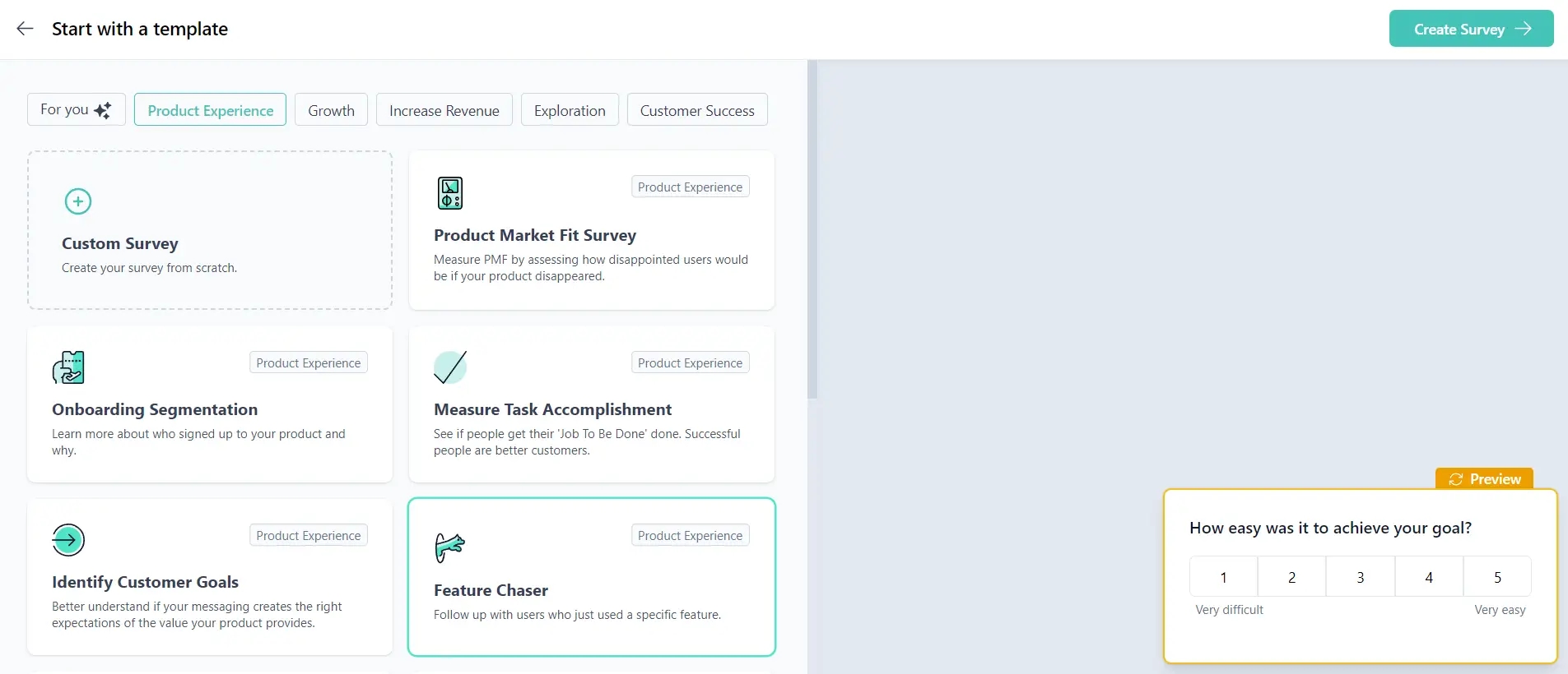 Create survey by template