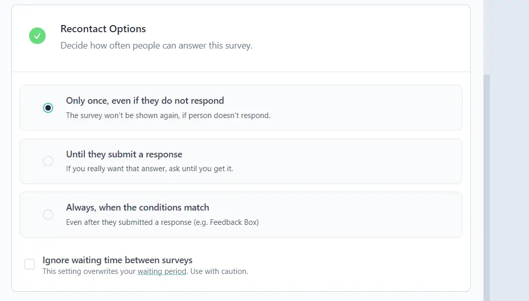 Set recontact options
