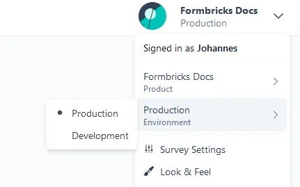 switch to dev environment